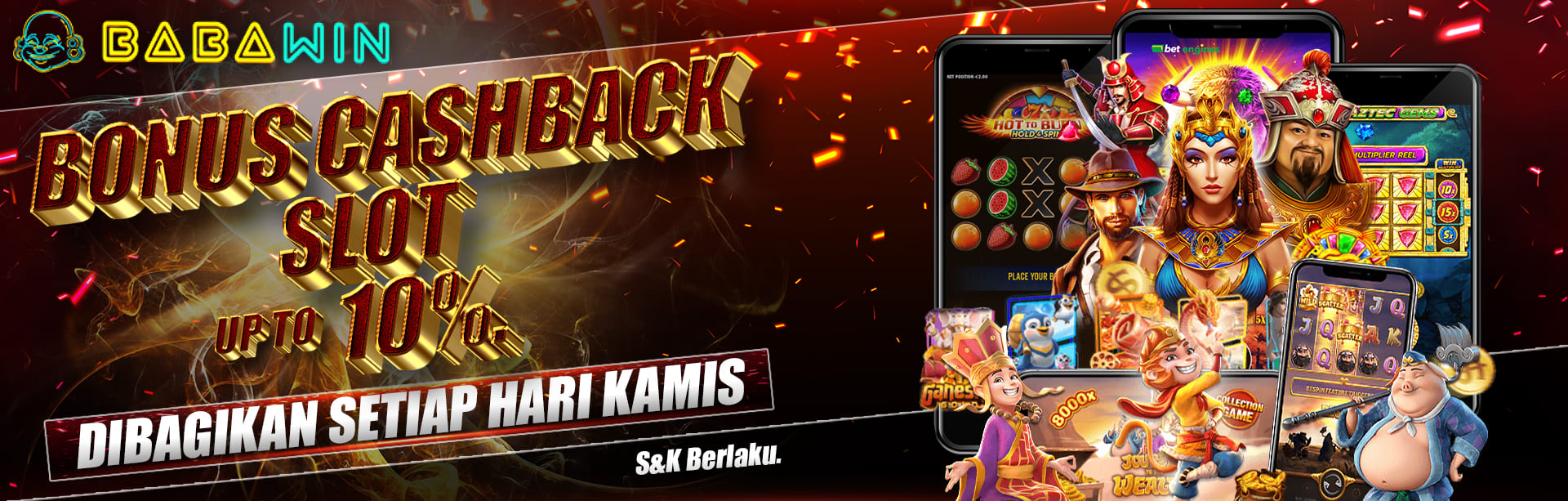 BONUS CASHBACK SLOT UP TO 10%. DIBAGIKAN SETIAP HARI KAMIS