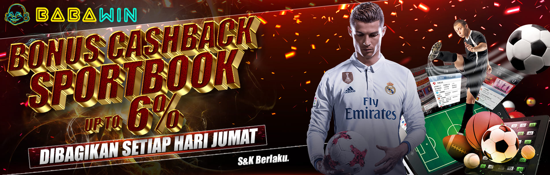 BONUS CASHBACK SPORTBOOK UP TO 6%. DIBAGIKAN SETIAP HARI JUMAT