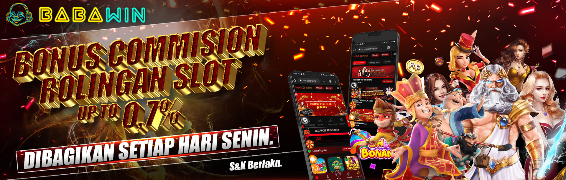 BONUS ROLLINGAN SLOT UP TO 0,7% DIBAGIKAN SETIAP HARI SENIN