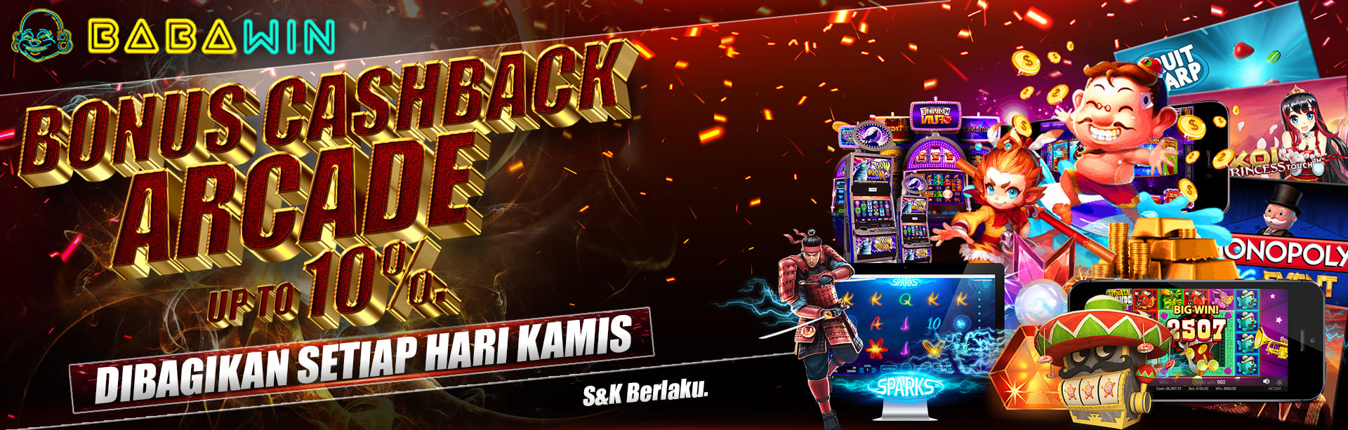 BONUS CASHBACK ARCADE 10% MINGGUAN